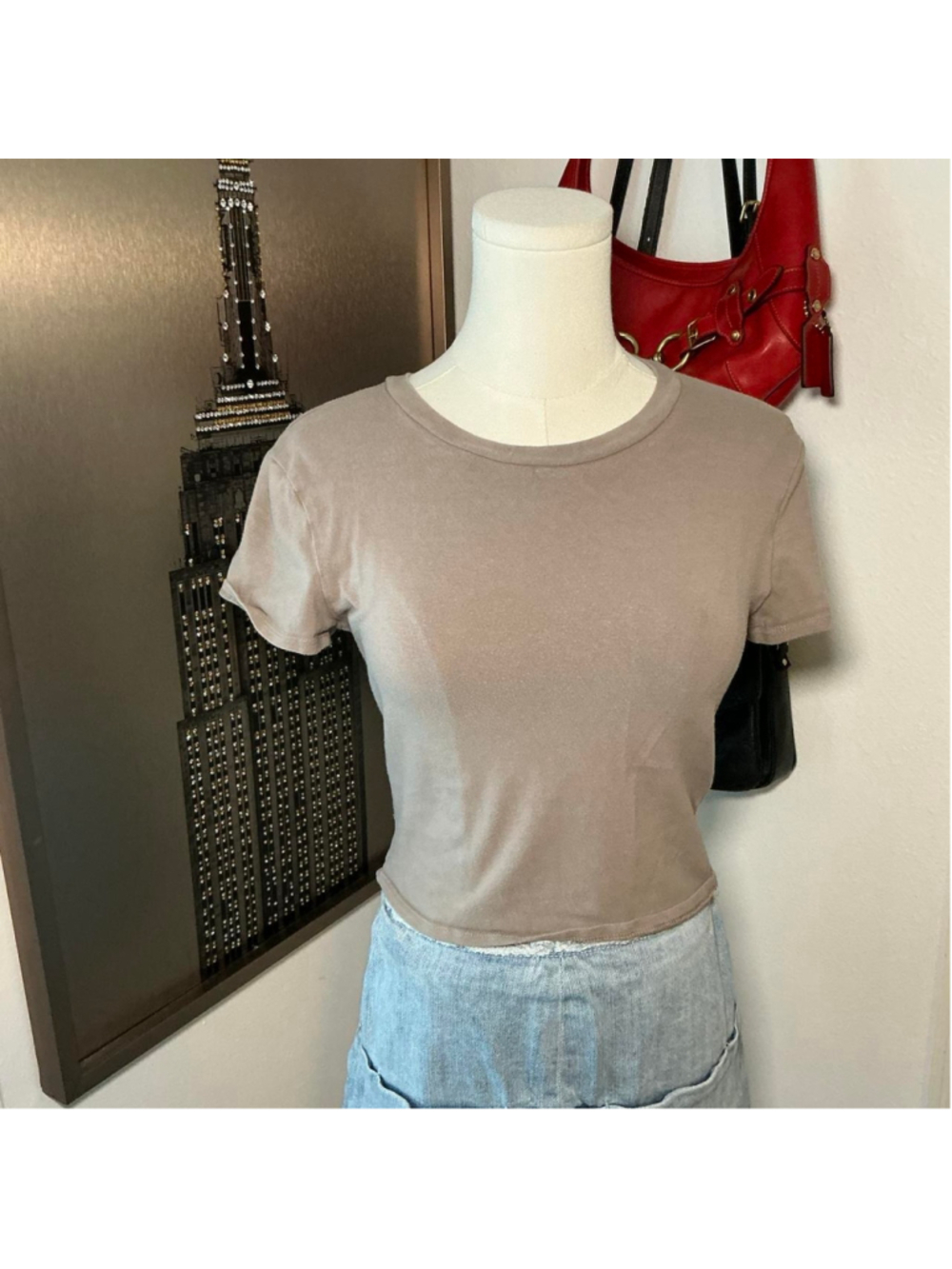 Abercrombie & Fitch Essential Taupe Baby Tee XS Y2K